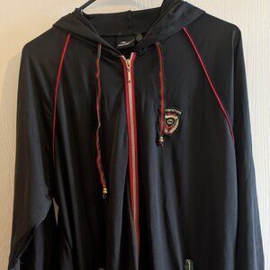 Maraton Sportswear Black Long Italien Style Jacket w Logo Patch Size Large Mens